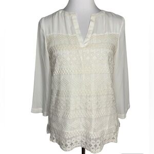 New Directions Cream Lace Blouse